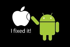 Fixed Apple by Android Funny Wallpaper
