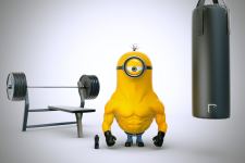 Young Bodybuilder Minions Funny Wallpaper