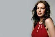 Gorgeous Anne Hathaway Red Halter Dress Hd Wallpaper