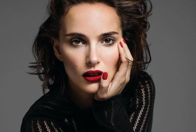 Actress Natalie Portman Face Lipstick Wallpaper