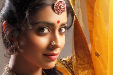 Shriya Saran Bollywood Pink and Silver Earring Wallpaper