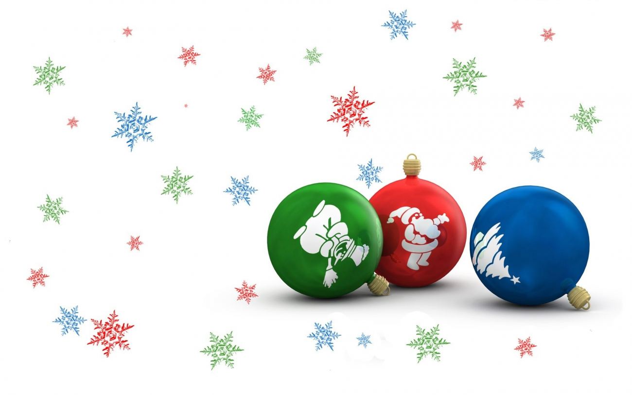 Green Red and Blue Christmas Balls HD Wallpapers Free Download