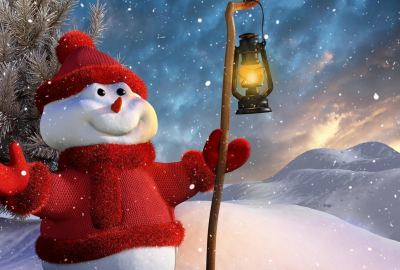 Snow Man in Christmas Winter Season