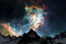 Stars Night Mountains Outer Space Nature Wallpaper