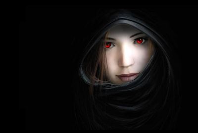 Red Eyes Hooded Women Witch Artwork Wallpaper