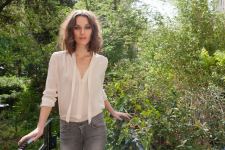 Keira Knightley White Button Up Long Sleeved Top Wallpaper
