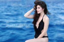 Elnaz Norouzi in Black Swim Suit