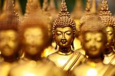 Lord Buddha Brass Statues Wallpaper