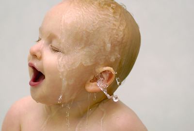 Cute White Baby Bathing HD Wallpaper