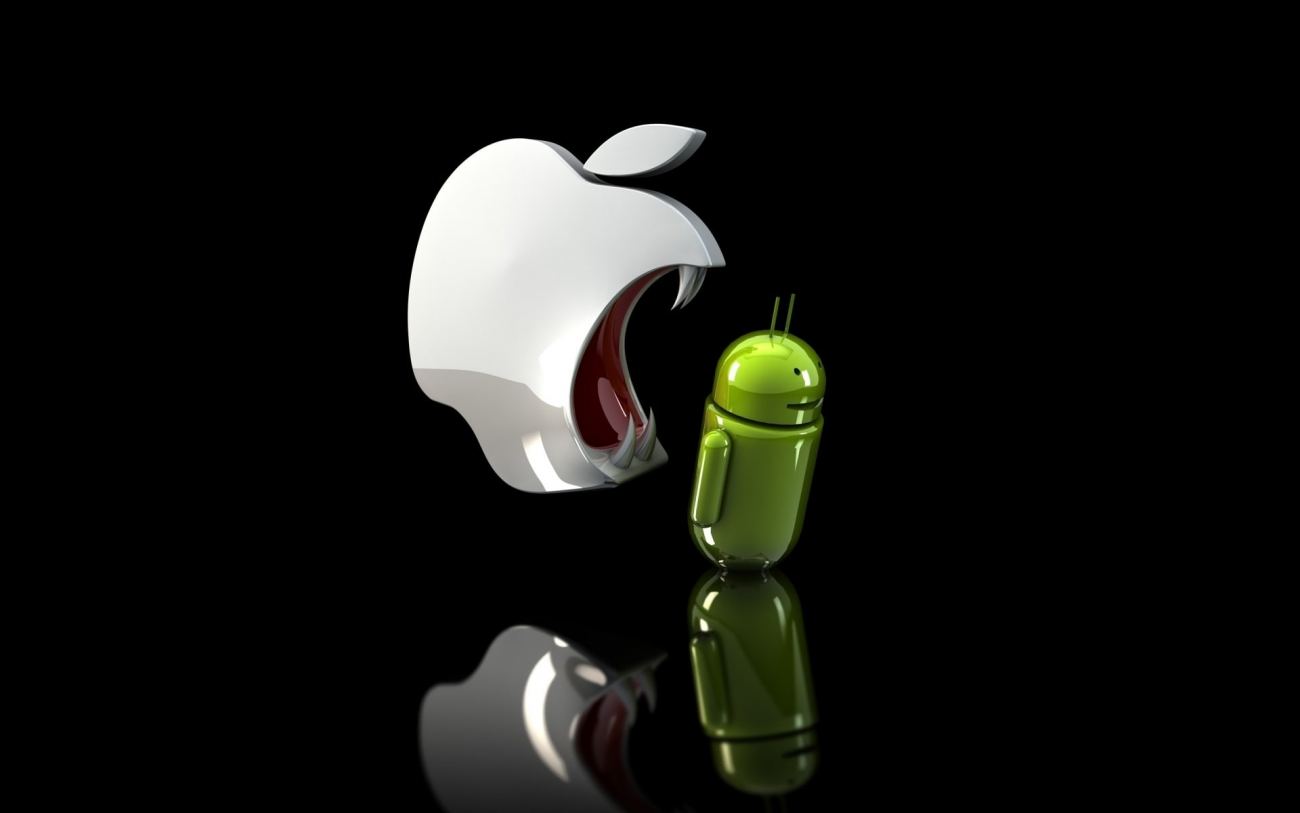 Apple Ready To Eat Android Funny Wallpaper