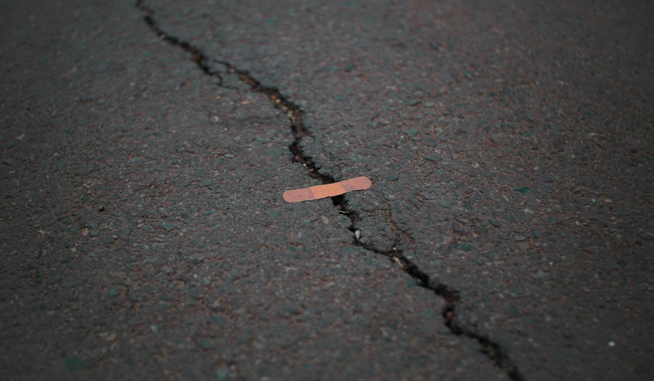 Bandaged on Road Funny Photo