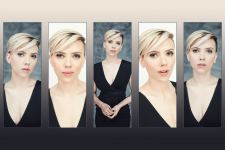 Scarlett Johansson Blond Hair in Different Poses Wallpaper
