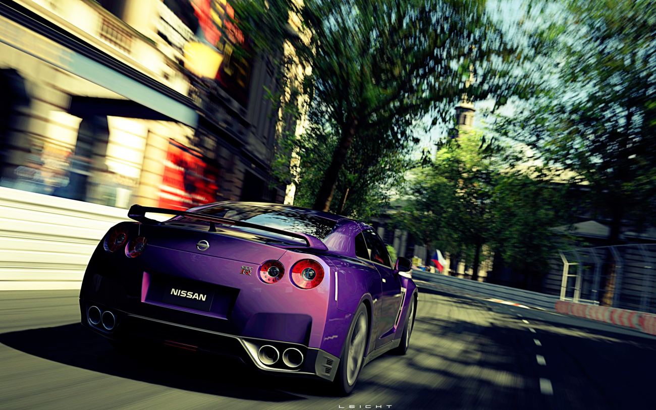 Speed Nissan GT Violet Road Cars Video Games Wallpaper