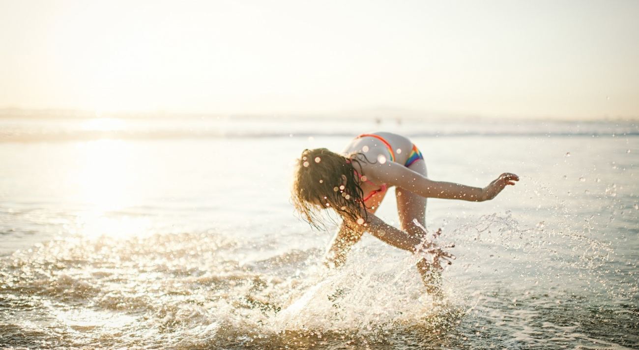 Child Girl Playing Beach