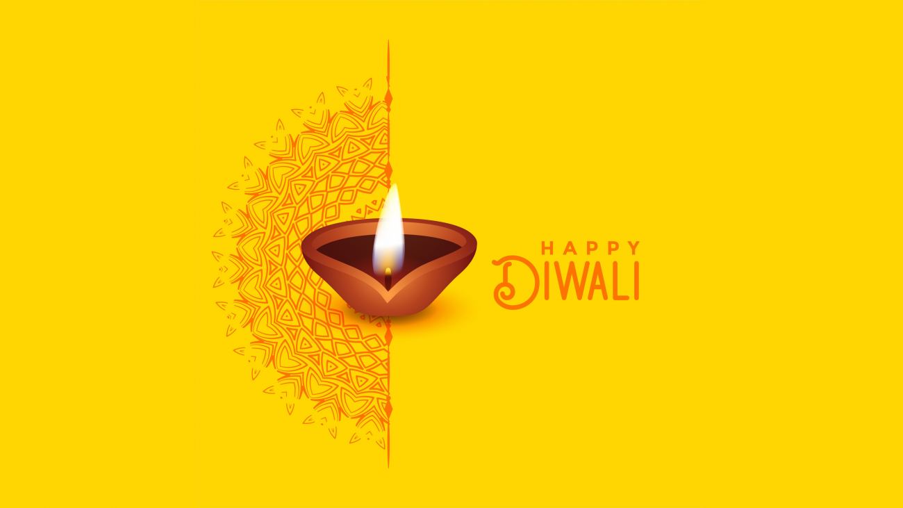 Happy Diwali 4K Wallpaper Yellow Background