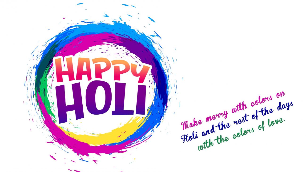 Happy Holi Festival Wish Message 4K Wallpaper