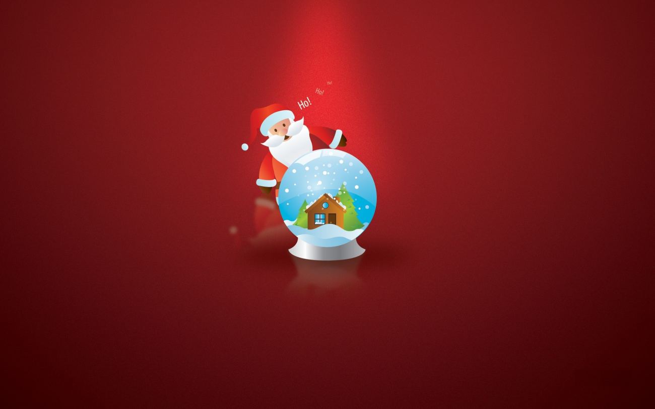 Santa Claus and Gifts in Red Background Image