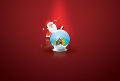 Santa Claus and Gifts in Red Background Image