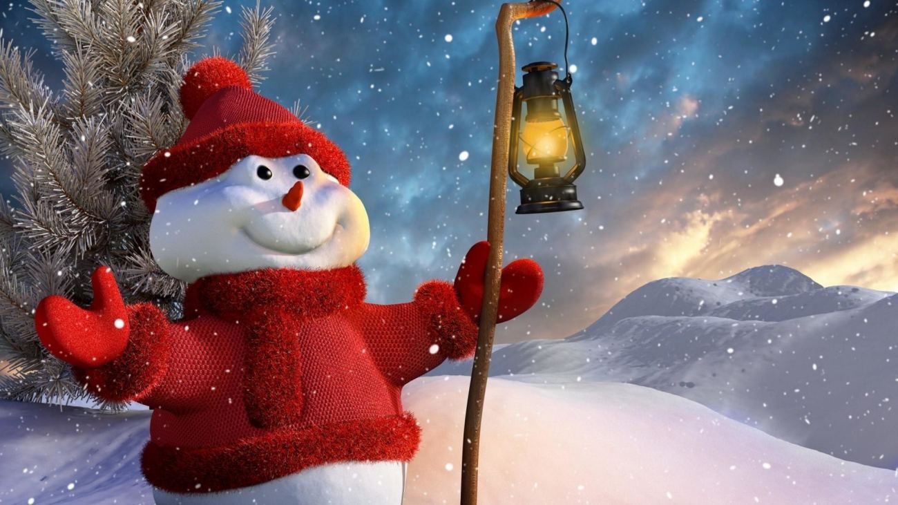 Snow Man in Christmas Winter Season