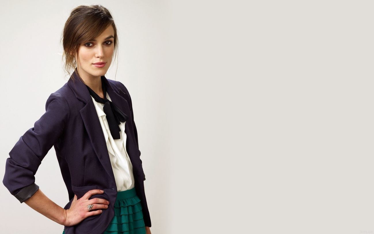 Keira Knightley in Purple Jacket Wallpaper