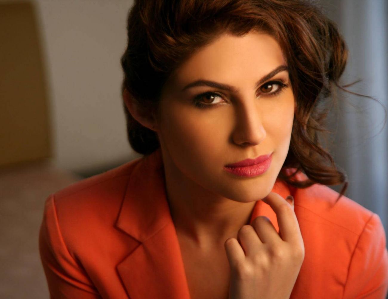Elnaaz Norouzi International Model Red Top Red Lips