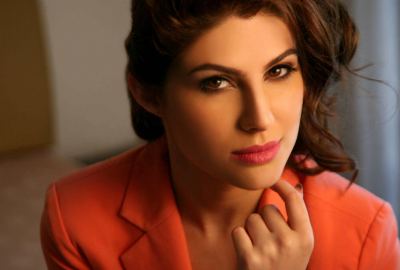 Elnaaz Norouzi International Model Red Top Red Lips