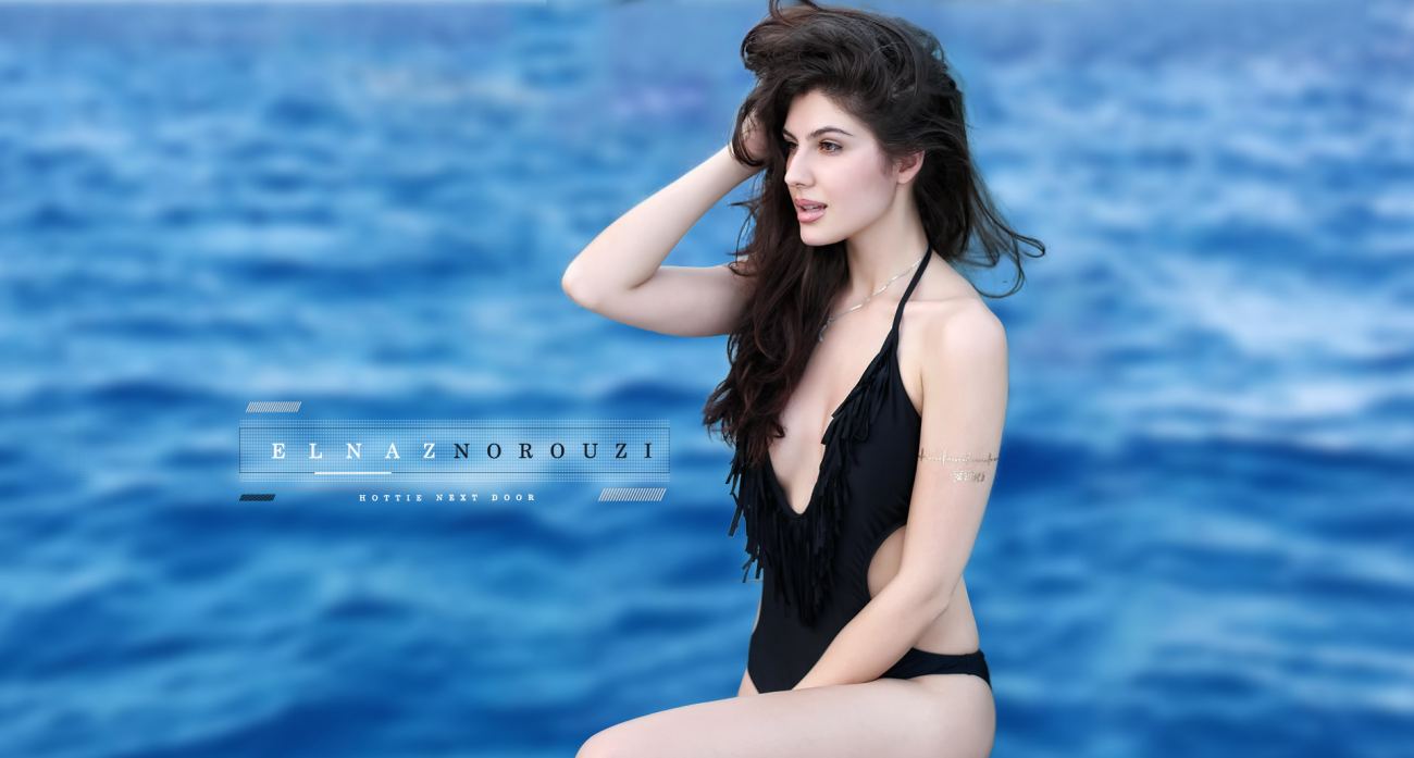 Elnaz Norouzi in Black Swim Suit