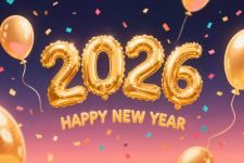 Happy New Year 2026 Golden Color