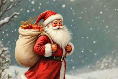 Vintage Santa Claus Illustration Wallpaper