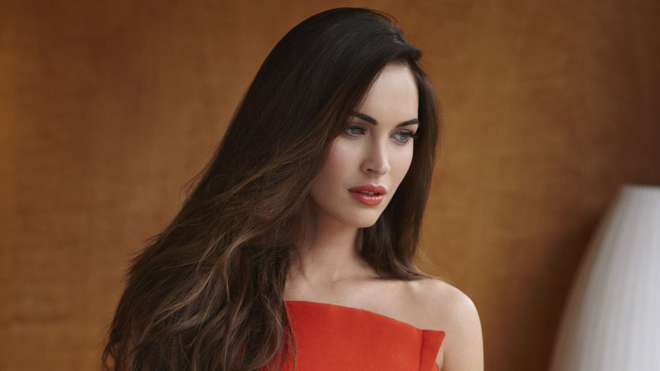 Cute Megan Fox in Red 4K Wallpaper