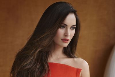 Cute Megan Fox in Red 4K Wallpaper