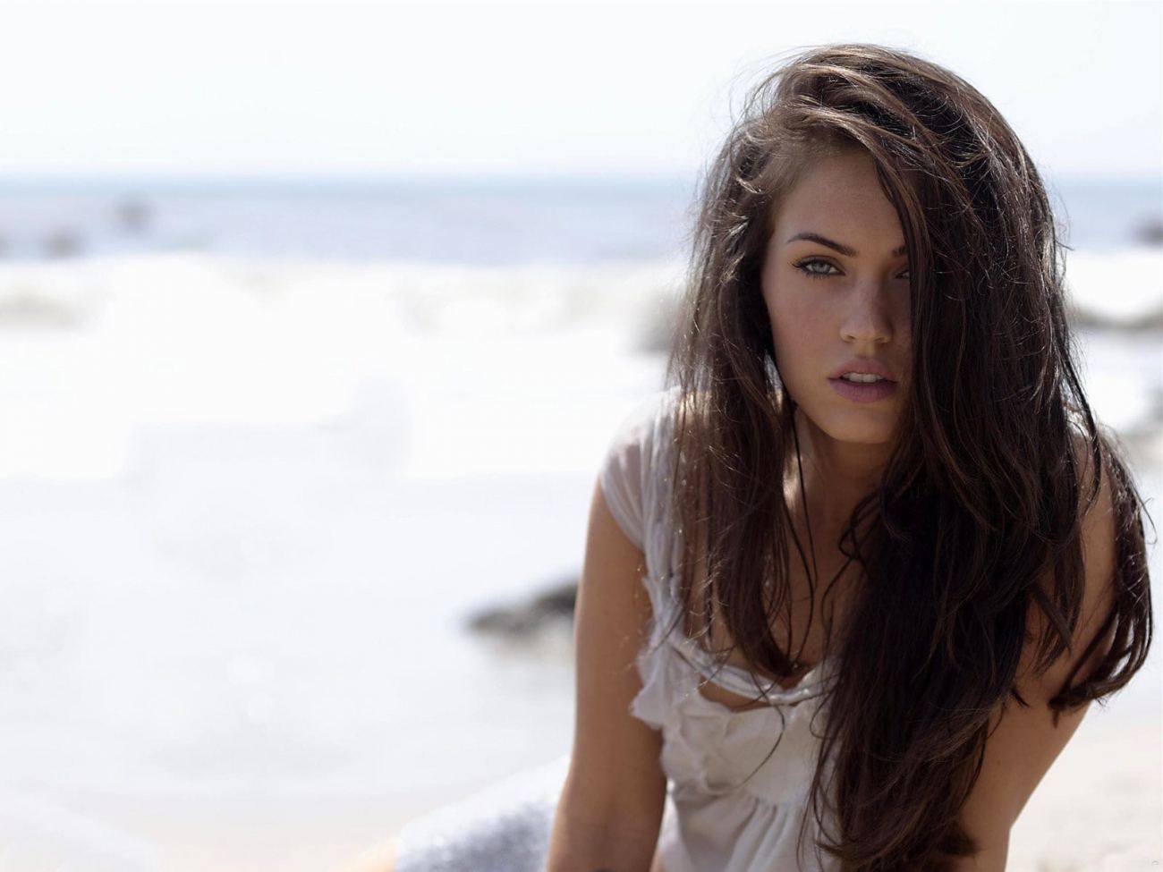 Hot Hair of Megan Fox at Beach