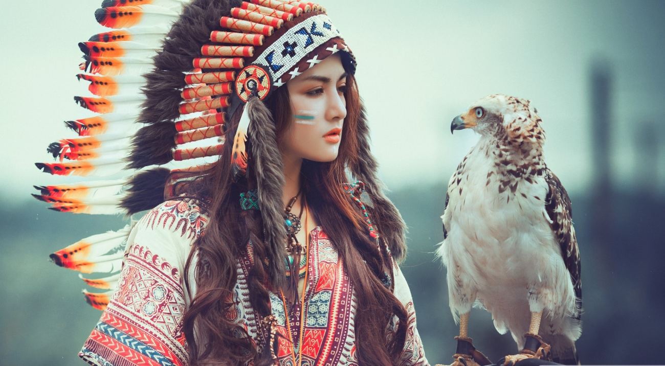 Native American Girl With Eagle