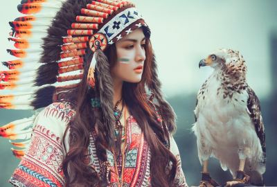 Native American Girl With Eagle