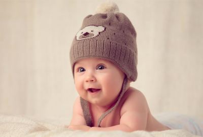 Cute Baby Boy in Winter Cap Wallpaper