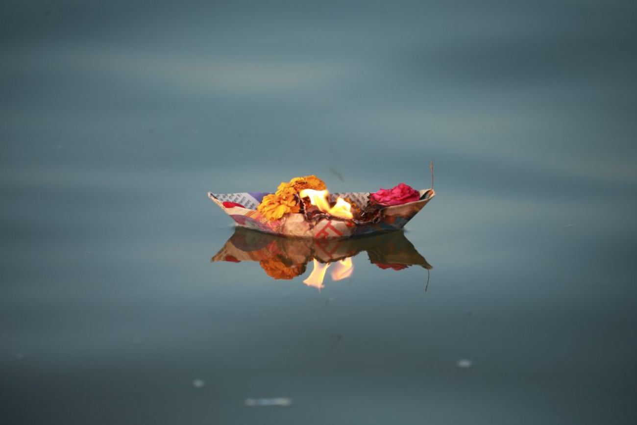 Offerings by Devotees in River Ganga