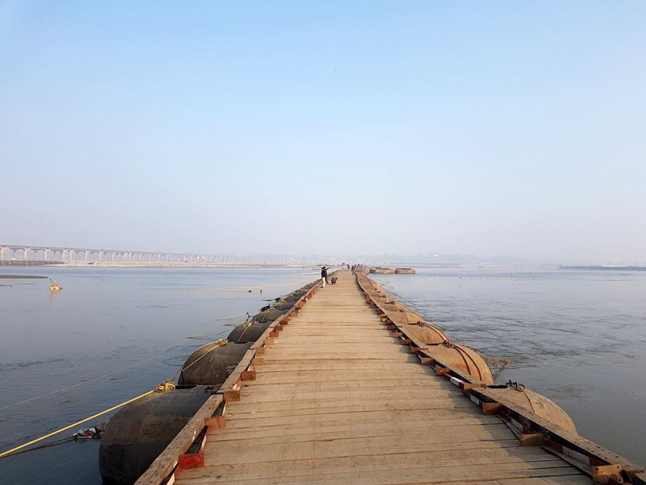 Pontoon Bridge on the Banks of River Ganga