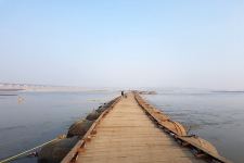 Pontoon Bridge on the Banks of River Ganga