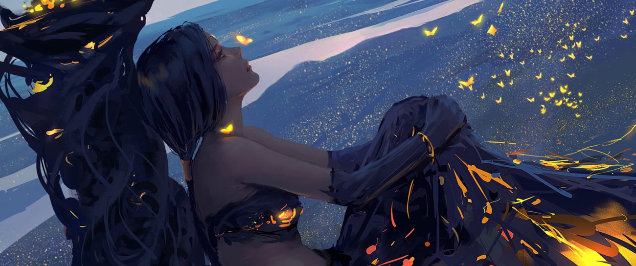 Black Haired Female Character Anime Girls Wallpaper